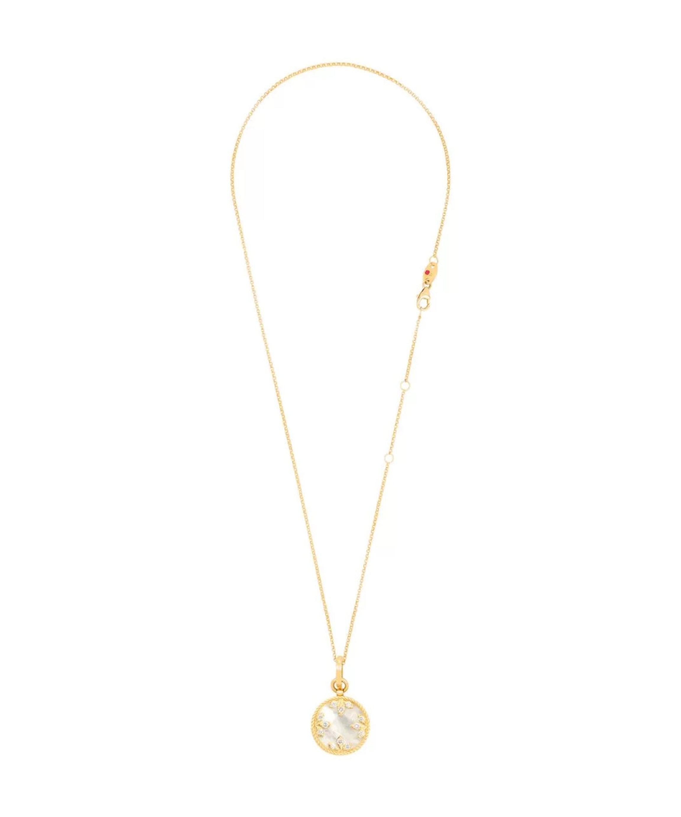 Collar Venetian Medallions en oro amarillo de 18 quilates con nácar y diamantes