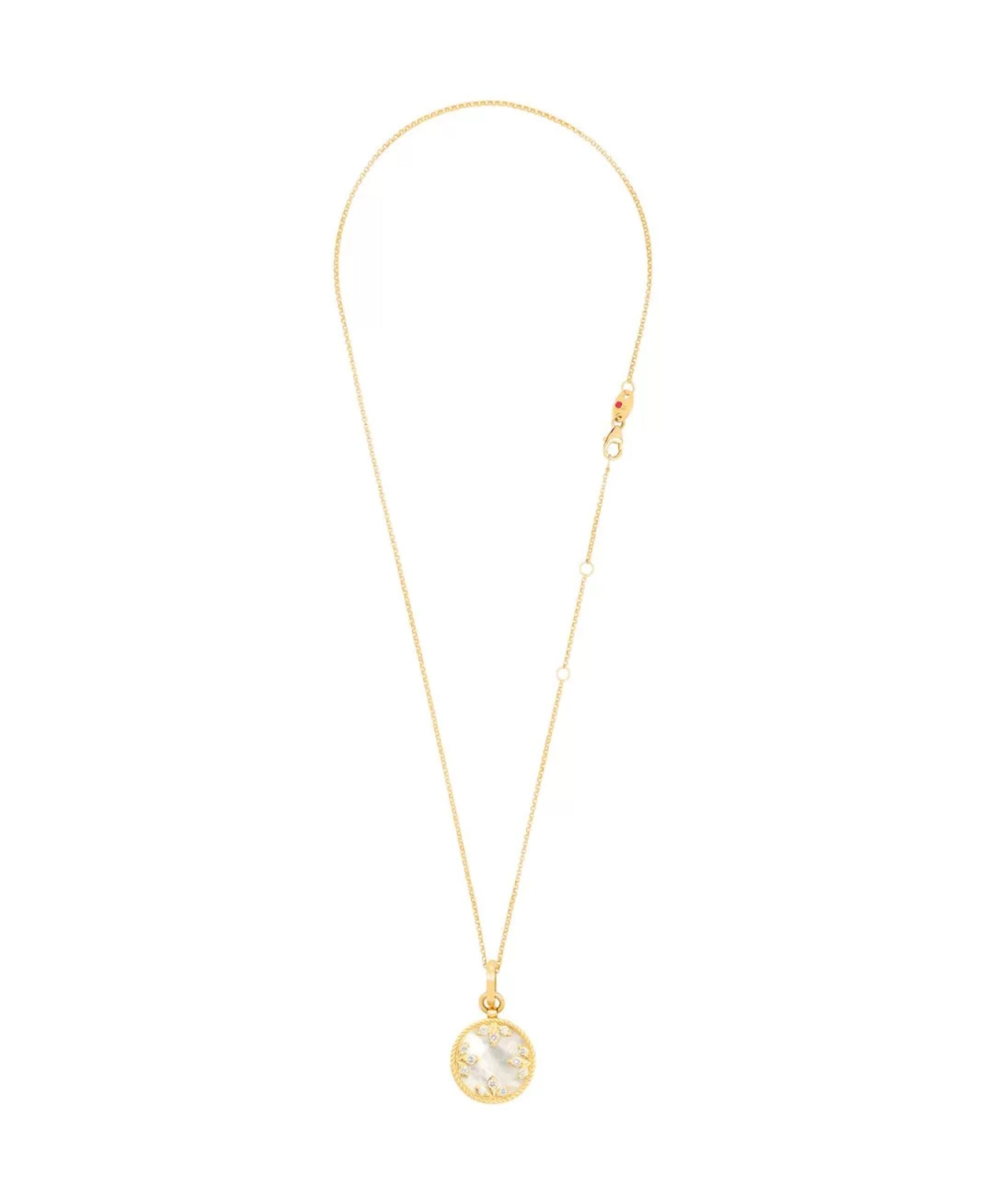 Collar Venetian Medallions en oro amarillo de 18 quilates con nácar y diamantes
