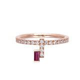 Anillo Banda Fina I Am Red con Oro Rosa y Rubí