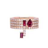 Anillo Banda Fina I Am Red con Oro Rosa y Rubí