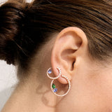 Pendientes Sasa Circulares L Oro Rosa y Gemas Multicolor