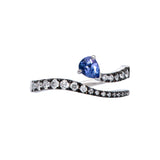 Anillo Sasa Oro Blanco y Gema Azul