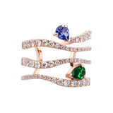 Anillo Sasa 4 Rails Oro Rosa y Gemas Multicolor