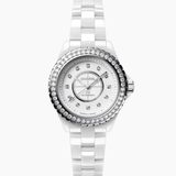 Chanel J12 White Cerámica Con Bisel De Diamantes 33 mm | H10473