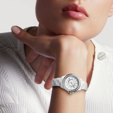 Chanel J12 White Cerámica Con Bisel De Diamantes 33 mm | H10473