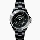 Chanel J12 Black Calibre 12.2 Cerámica Con Bisel De Diamantes 38 mm | H6526
