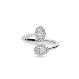 Anillo Tu y Yo en Oro blanco con Diamantes Talla Pera y Oval con Halo