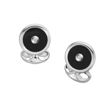 Gemelos Redondos de Plata de Ley con Ónix y Diamante | L0613X0004