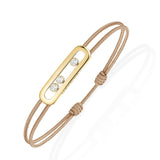 Pulsera Cordón Beige y Oro Amarillo Messika Care(s)