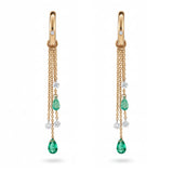 Pendientes Colgantes Oro Rosa con Esmeraldas y Diamantes