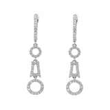 Pendientes Largos Geométricos de Oro Blanco con Diamantes