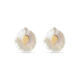 Pendientes de Perla Barroca con Motivo Gota en Oro Amarillo