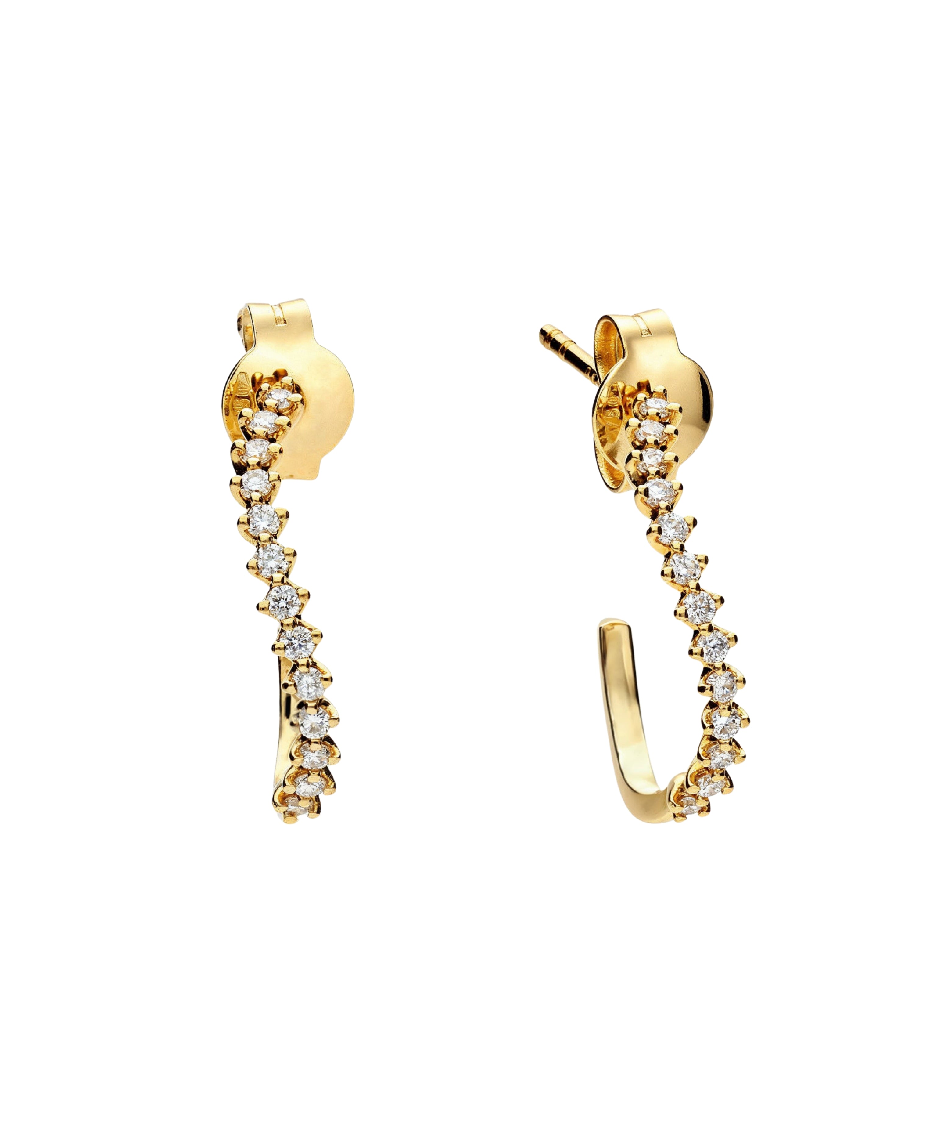 Pendientes Aro Ondulados en Oro Amarillo con Diamantes