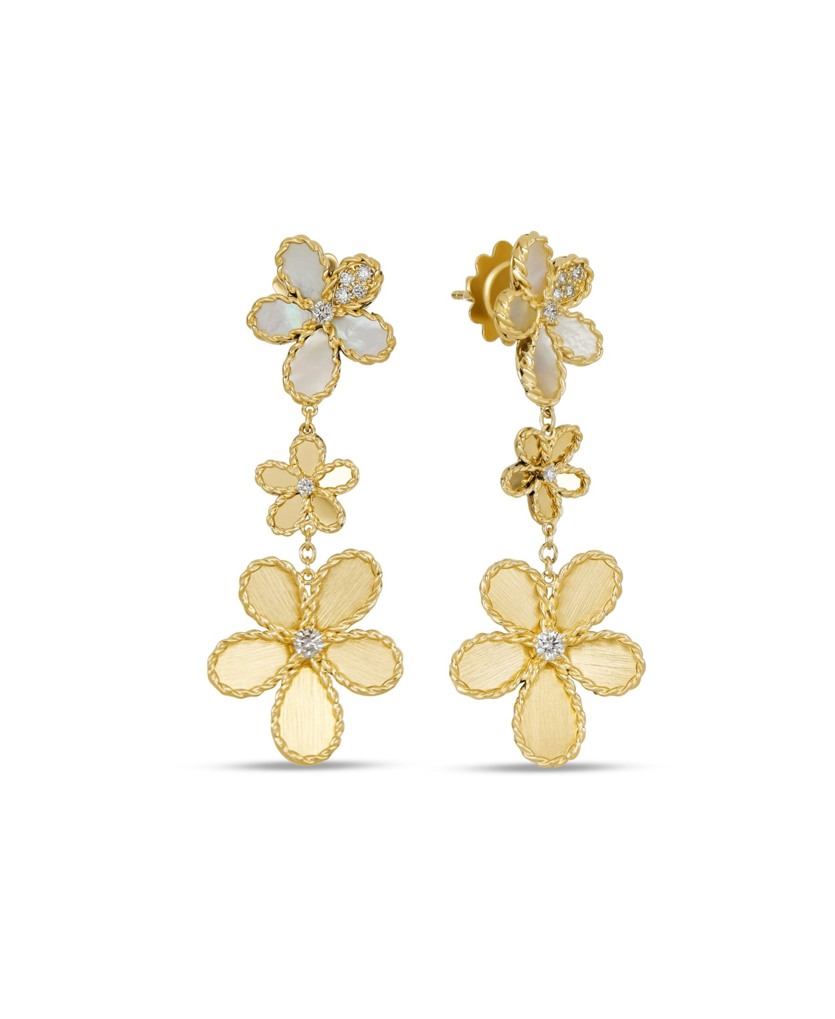 Pendientes Jasmine Roberto Coin en Oro Amarillo con Nácar y Diamantes - ADR777EA3765_Y