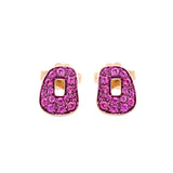Pendientes Mattioli De Botón Mini Puzzle Zafiro Rosa En Oro Rosa | MOR054R109ZR