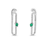 Pendientes Ligne en Oro Blanco 18k con esmeraldas y diamantes