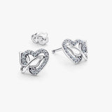 Pendientes Pandora de Botón Corazón y Mariposa Entrelazados | 294476C01