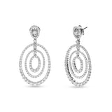 Pendientes Triple Óvalo Pavé de Diamantes en Oro Blanco de joyería calvo