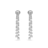 Pendientes de novia cascada de diamantes en oro blanco con varias líneas colgantes de diamantes.