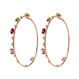 Pendientes de Aro Flexibles en Oro Rosa y Titanio con Piedras de Color