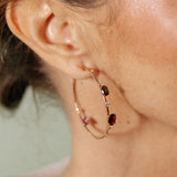 Pendientes de Aro Flexibles en Oro Rosa y Titanio con Piedras de Color