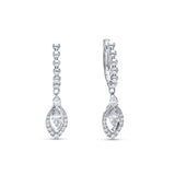 Pendientes aro de oro blanco 18K con lágrima diamantes de talla marquise