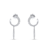 Pendientes de oro blanco 18K con aro abierto y colgante de diamantes