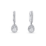 Pendientes aro de oro blanco 18K con lágrima de diamantes