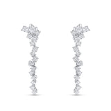 Pendientes largos de oro blanco 18K con diamantes en cascada