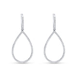 Pendientes largos de oro blanco 18K con diamantes en forma de lágrima
