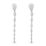 Pendientes largos de oro blanco 18K con diamantes articulados