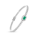Pulsera Rígida Diamantes y Esmeralda en Roseta Talla Esmeralda