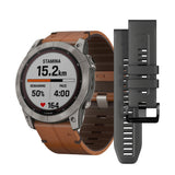 GARMIN Fēnix 7X Sapphire Solar 51 mm Titanio con Correa de Cuero | 010-02541-19