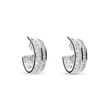 Pendientes de aro en oro blanco con diamantes talla brillante en dos hileras