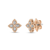 Pendientes Roberto Coin Princess Flower Mini Oro Rosa Con Diamantes