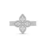 Anillo Roberto Coin Princess Flower Pequeño Oro Blanco Con Diamantes