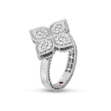 Anillo Roberto Coin Princess Flower Pequeño Oro Blanco Con Diamantes