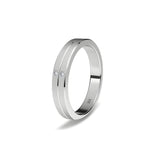 Alianza de Oro Blanco Doble con Dos Diamantes