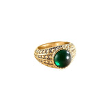 Anillo AGATHA París N° 13 Verde y Dorado con Cabujón Vidrio | 02280107-658