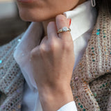 Anillo Ancho Bicolor con Chatón de Diamantes