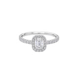 Anillo Talla Esmeralda Con Halo de Diamantes 0,93 cts