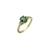 Anillo Solitario AGATHA París Lauren Dorado Con Circonita Verde Vintage  |  2240450-658