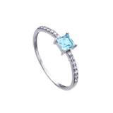 Anillo LECARRÉ Oro Blanco con Topacio Azul y Diamantes | GA016OB