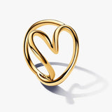 Anillo Pandora Corazón Forma Orgánica Plata Baño Oro | 163288C0