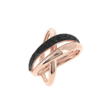 Anillo Cruzado PESAVENTO Polvere di Sogni  Negro Plata Baño Oro Rosa | WPLVA1712