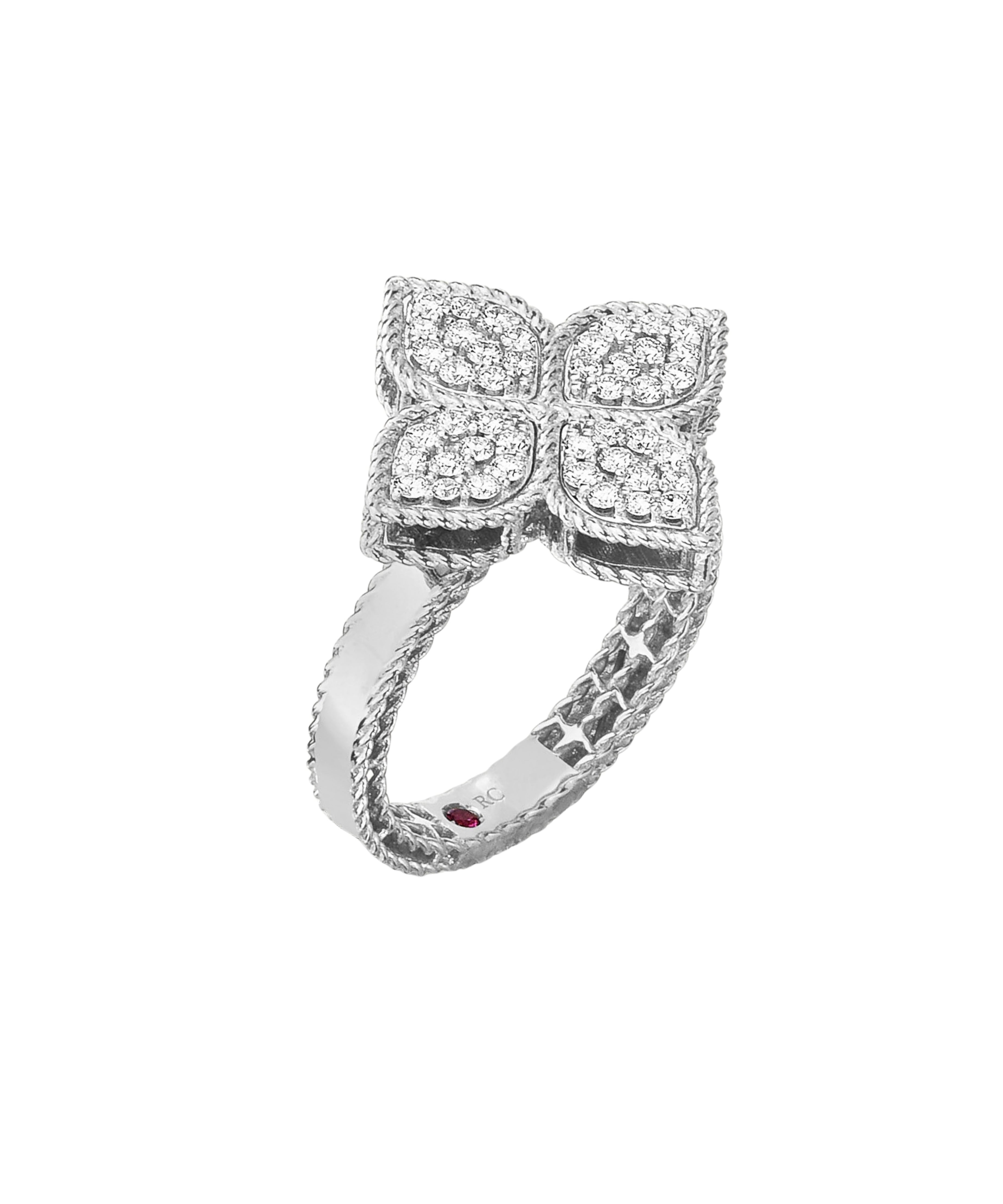 Anillo Roberto Coin Princess Flower Oro Blanco Con Diamantes - ADR777RI0643