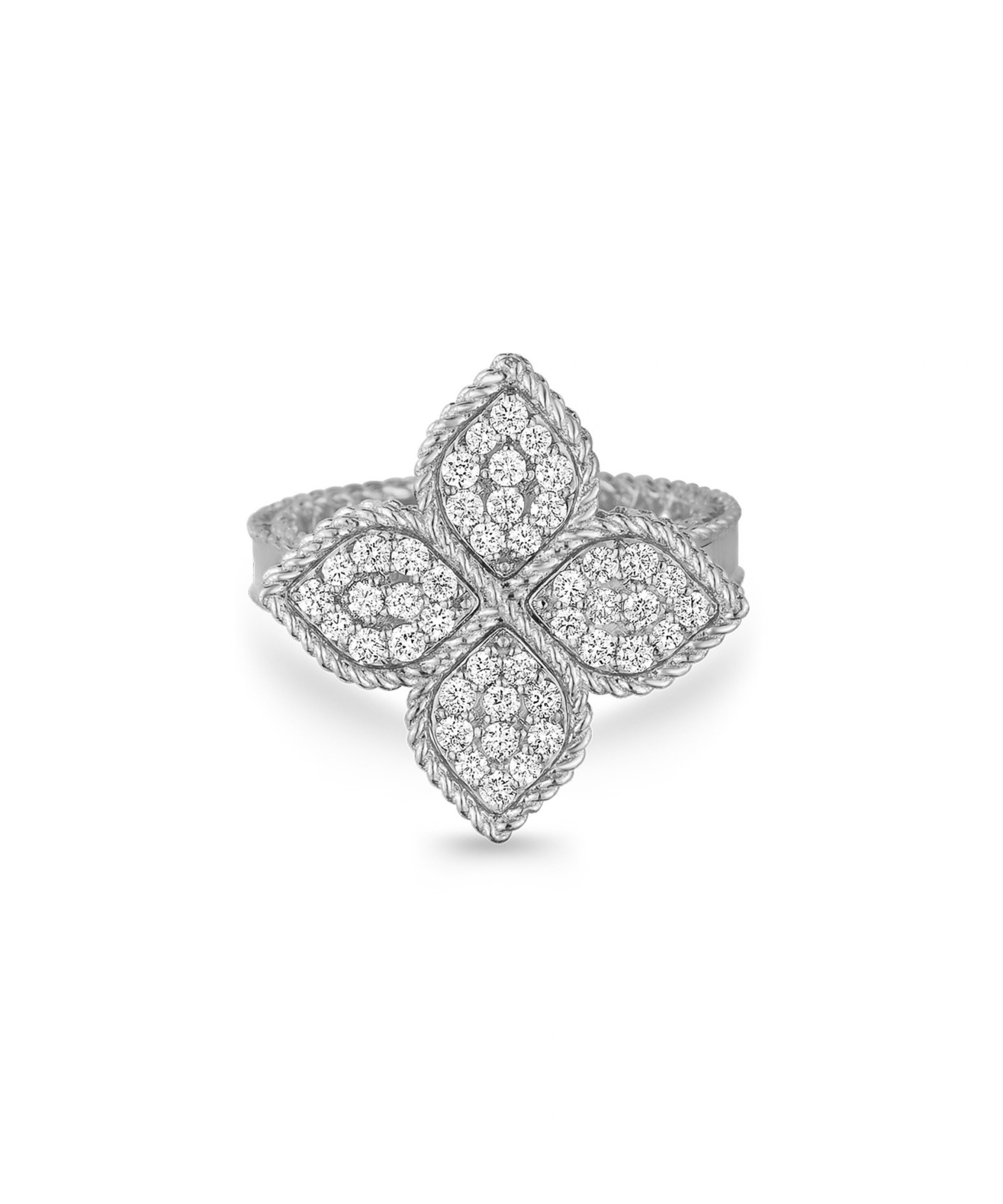 Anillo Roberto Coin Princess Flower Oro Blanco Con Diamantes - ADR777RI0643