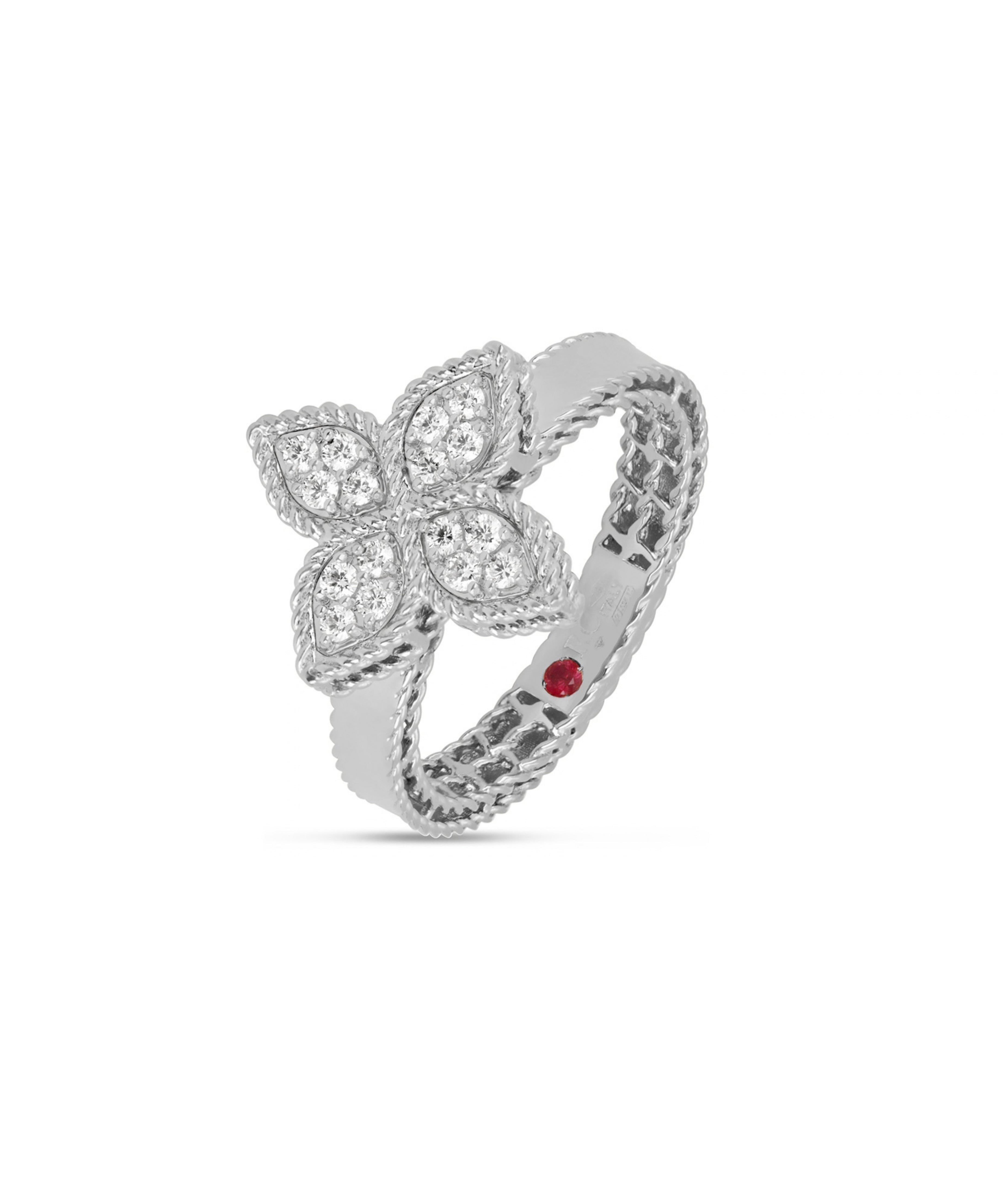 Anillo Roberto Coin Princess Flower Pequeño Oro Blanco Con Diamantes | ADR777RI0639