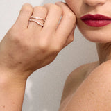 Anillo Gold&Roses Sasa 2 Rails Oro Rosa y Diamantes | GR-530.3