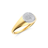 Anillo Sello con Pavé de Diamantes en Oro Amarillo